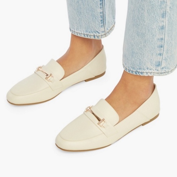 JustFab Shoes - White Leather Collapsible Back Loafer